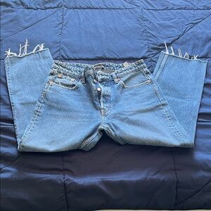 Zara Frayed Hem Blue Jeans (slightly used)
